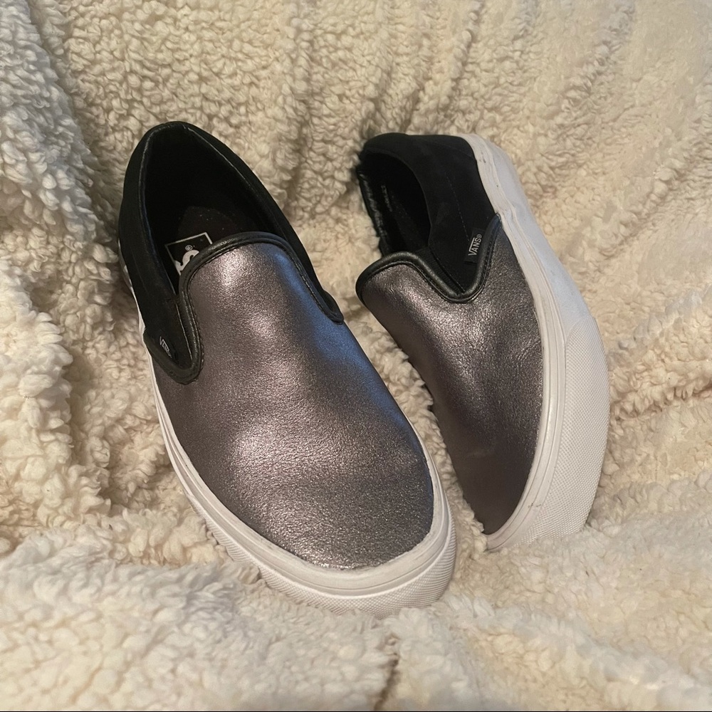 Vans size 9 metallic silver slip on EUC